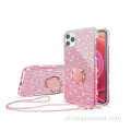 Capa de telefone glitter com suporte de anel para iPhone